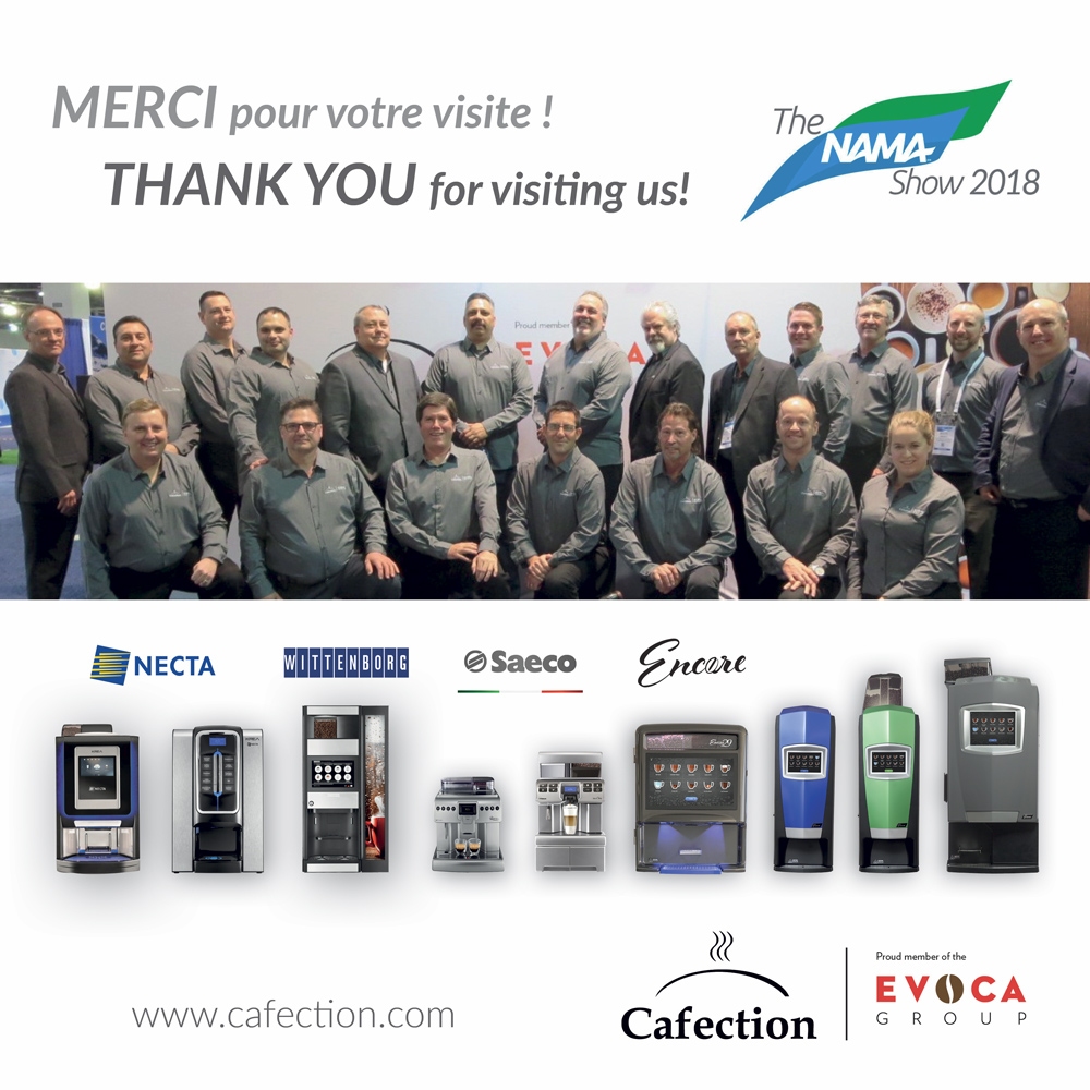 NAMA Show 2018 – Merci pour votre visite!  | Machines à café Cafection | Québec